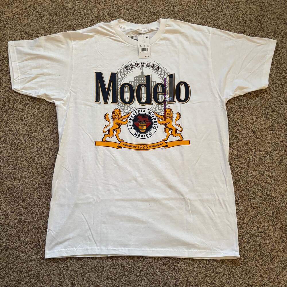 Ripple Junction Cerveza Modelo 1925 Beer Logo Graphic T-Shirt White XL